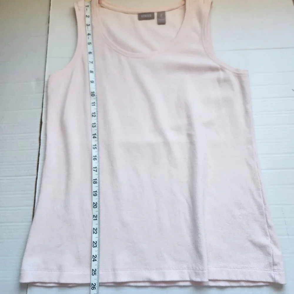 Chico's Women Size 2/12-14 (L) Pastel Pink Sleeveless Scoop Neck Ribbed Tank Top - Picture 11 of 12